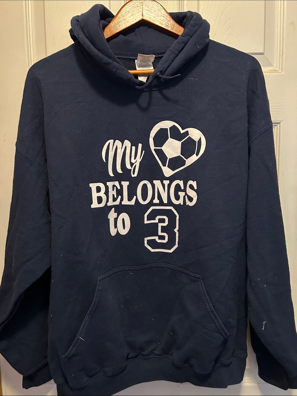 Navy 'My Belongs to 3' Graphic Hooded Sweatshirt